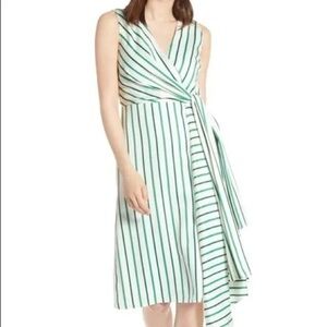 Halogen Green and White Striped Midi Dress